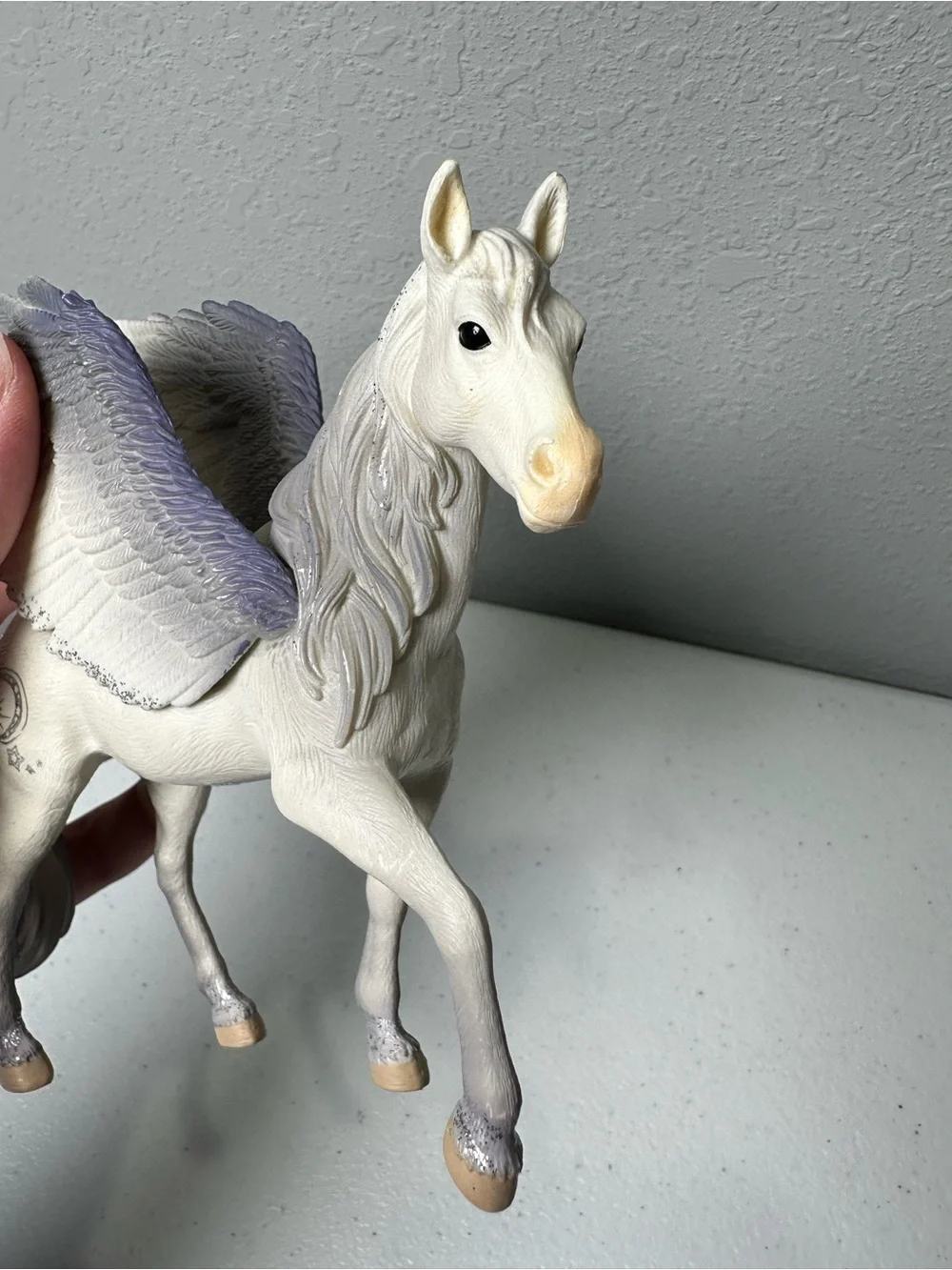 White and Gray Winged Pegasus Figure - Fantasy Play Toy